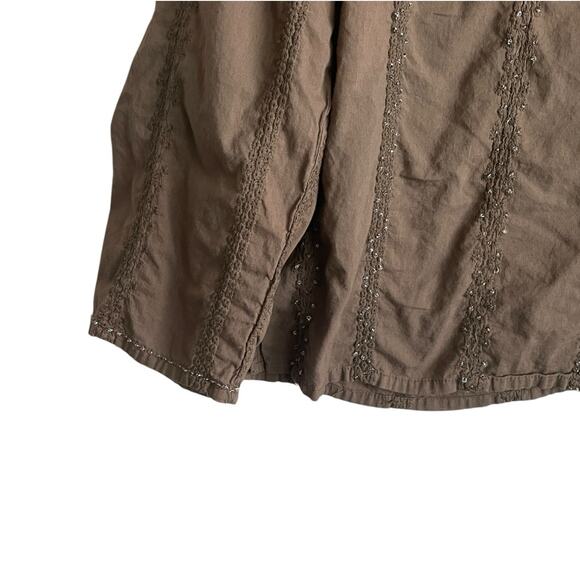 Cappagollo Women Top M Brown Cotton Beaded Boho Hippie Retro Whimsigoth Fairy - Picture 8 of 12